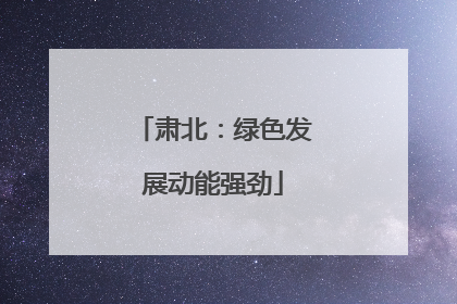 肃北：绿色发展动能强劲